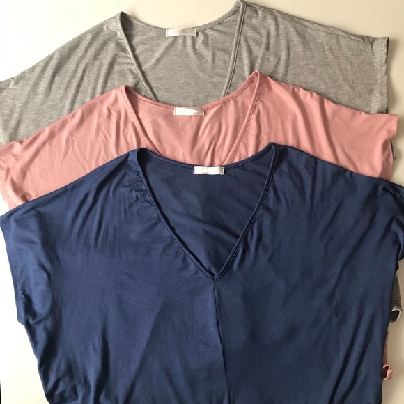 LAST 3✨Heather Gray Solid Loose Fit Tie Top - Picture 6 of 8